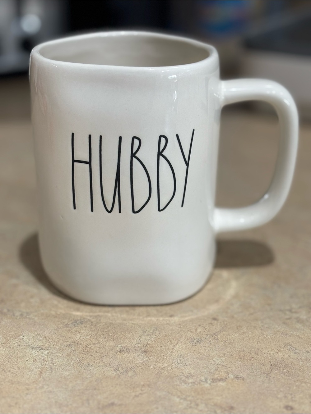 Rae Dunn Cream Ceramic Mug with Black 'HUBBY' Lettering